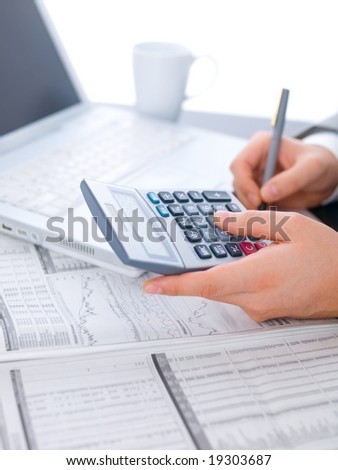 Close up of middle aged business man is working at the desk