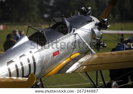 1930\'s US built Ryan PT-22 pilot training biplane aircraft at a Shuttleworth Collection air display at Old Warden airfield, Bedfordshire ,UK. taken 26/09/2014