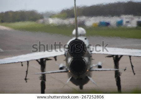 An ex-RAF Lightning fighter jet at a Cold War Jets air display at Bruntingthorpe Airfield,near Leicester,Britain. taken 26/09/2012