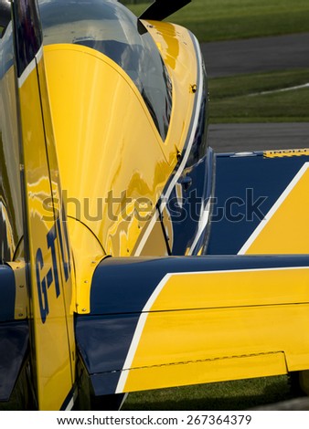 an Extra 200 aerobatic sport aircraft at Breighton airfield,Yorkshire.UK.taken 01/06/2014