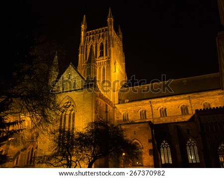 The Cathedral Church of Christ and the Blessed Mary the Virgin of Worcester,at night.. taken 22/09/2014