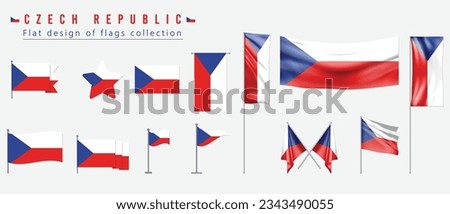 Czech Republic flag set, flat design of flags collection