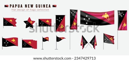 Papua New Guinea Islands flag set, flat design of flags collection