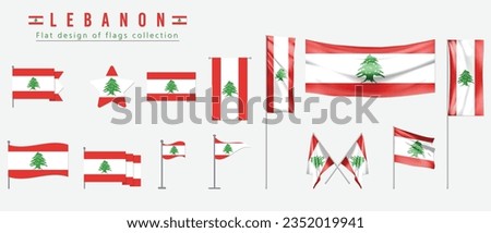 Lebanon flag, flat design of flags collection