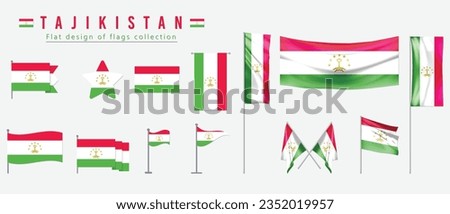Tajikistan flag, flat design of flags collection