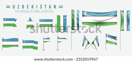 Uzbekistan flag, flat design of flags collection