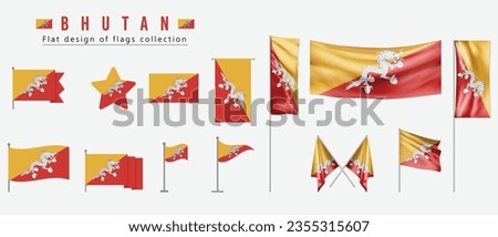 Bhutan flag, flat design of flags collection