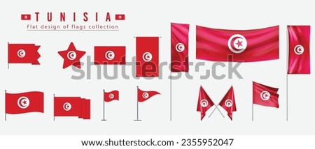 Tunisia flag, flat design of flags collection