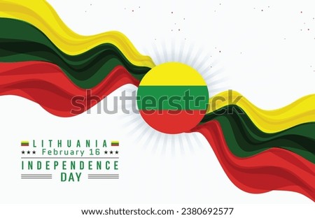 Happy Independence Day of Lithuania with Flag