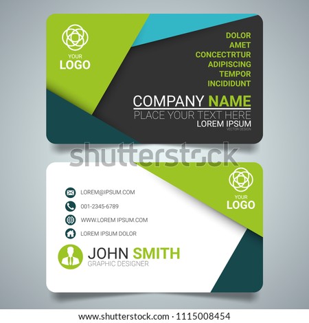 
Green modern creative business card and name card,horizontal simple clean template vector design, layout in rectangle size.