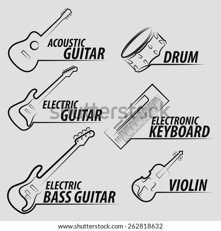 musical instrument icon set design