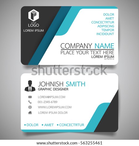 Blue modern creative business card and name card,horizontal simple clean template vector design, layout in rectangle size.