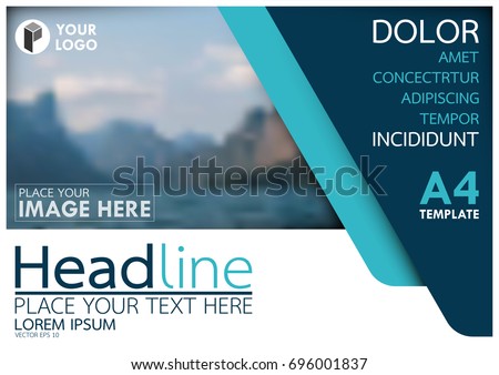 Blue flyer cover business brochure vector design, Leaflet advertising abstract background, Modern poster magazine layout template, Horizontal annual report for presentation.