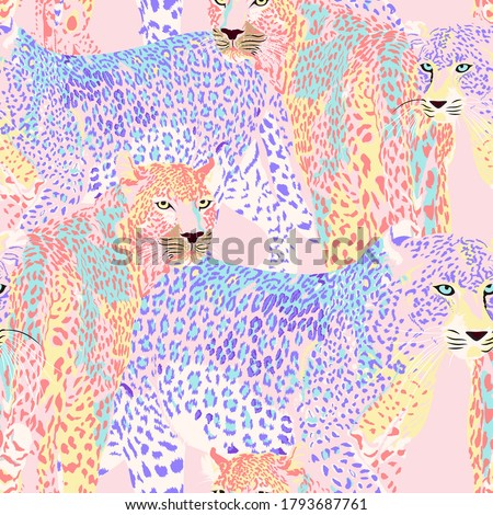Beautiful Leopard Seamless Pattern Vector illustration Art In Pink Color Pastel Tone, Handdraw Leopard Pattern , Animal Safari Wildlife, Leopard Seamless Pattern, Leopard Print,  Face