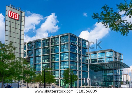 BERLIN, GERMANY - September 14. 2015.: Central train station in Berlin, It is located on the site of the historic Lehrter Bahnhof. It is opened on 26 May 2006.