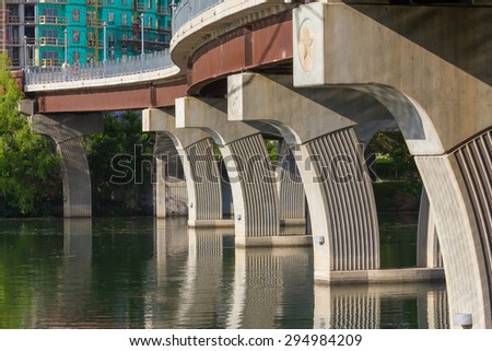 AUSTIN, TEXAS: MAY 6 2013: This is a view of the Pfluger Bridge that most people never see.