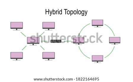 Hybrid network topology diagram showing arrangement of computers in a network