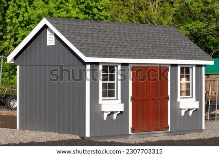 american style wooden shed exterior view door window new store style Foto d'archivio © 