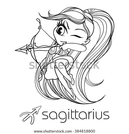 Zodiac: Sagittarius Astrological Sign. Vector Illustration Of A Chibi ...