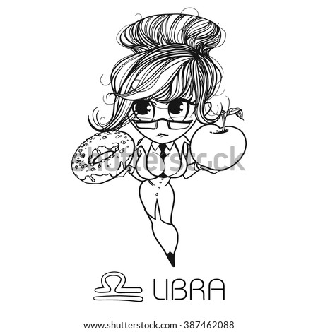 Zodiac: Libra Astrological Sign. Vector Illustration Of A Chibi ...