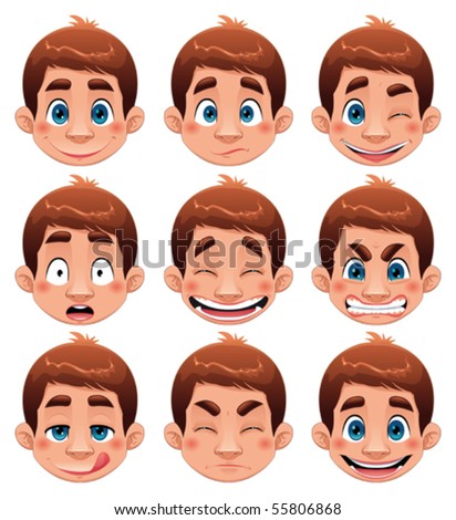 Boy Expressions. Funny Cartoon And Vector Character. - 55806868 ...