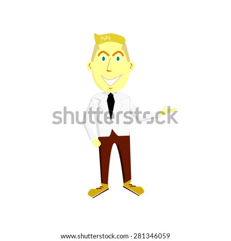 cartoon illustration of a friendly young man in suit