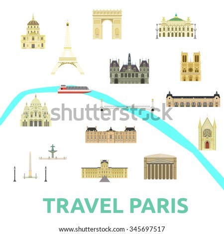 Map of Paris Attraction Landmark.bridge, museum, opera, Square, seine river, cruise