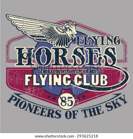 Vector airplane / Flying Academy Club Emblems /flying horses