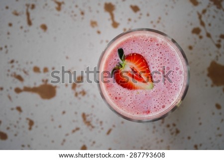 Fresh and Healthy Homemade Strawberry Smoothie Top View