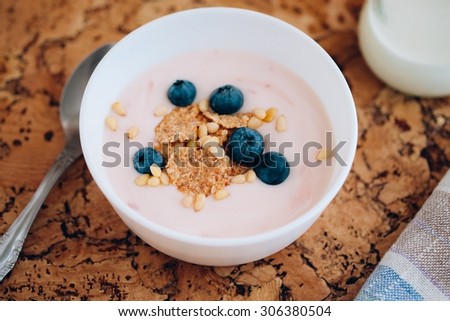 Fruit Yogurt with Cereals Berries and Nuts Healthy Food