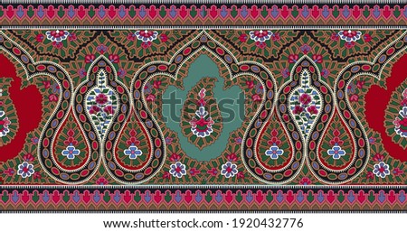 A beautiful border design for apparel design with paisley and fantastic colours. 