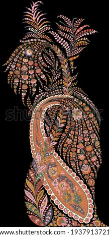 A beautiful floral paisley design with fantastic colours on black.