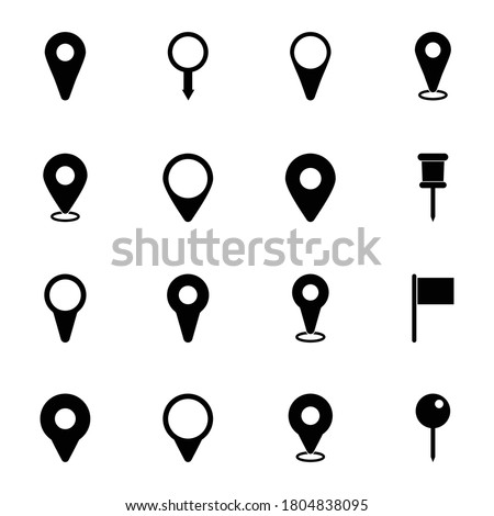 pin maps icon set vector symbol isolated illustration white background