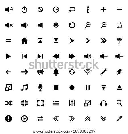 media player icon set vector sign symbol