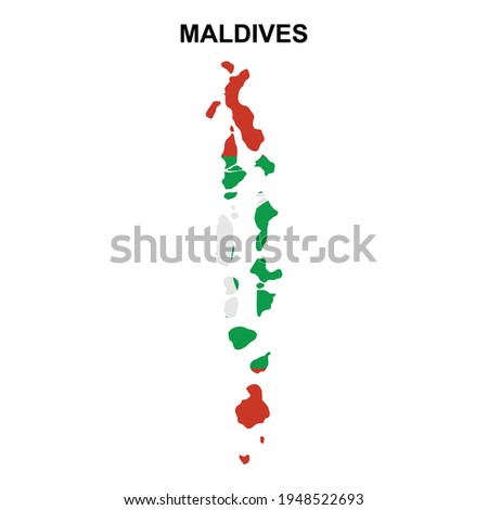 Map of Maldives with national flag icon vector symbol.