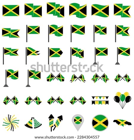 Jamaica flags icon set, Jamaica independence day icon set vector sign symbol