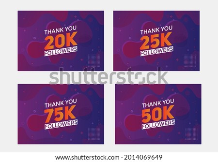 set of thank you followers colorful banner. Thank you followers Banners, 20k, 25k, 50k, 75k followers, social midea banner