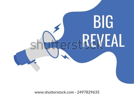 Big Reveal button, banner, label, template for website. Big Reveal text with colorful megaphone icon