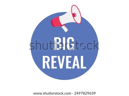 Big Reveal button, banner, label, template for website. Big Reveal text with colorful megaphone icon