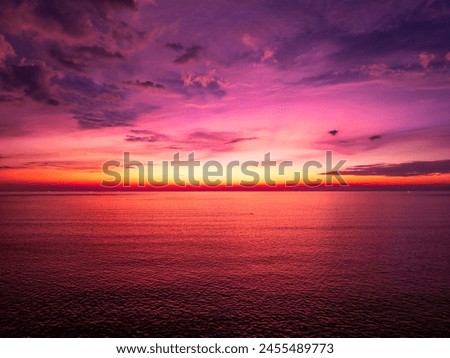 Similar – Image, Stock Photo Amazing Sunrise Sunset Over Misty Landscape. Scenic View Of Foggy Morning Sky With Rising Sun Above Misty Forest And River. Early Summer Nature Of Eastern Europe