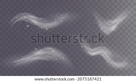 Cold winter wind texture. Holiday vector blizzard. Christmas effect of a cold blizzard. Vector PNG.