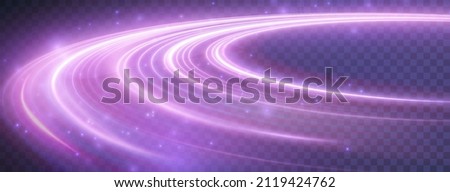 PNG vector light pink lines swirling in a spiral. Light simulation of line movement. Light trail from the ring. Illuminated podium for promotional products.