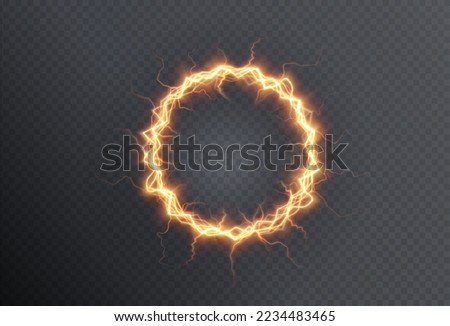 Powerful ball lightning gold png. A strong electric charge of energy in one ring. Element for your design, advertising, postcards, invitations, screensavers, websites, games.	