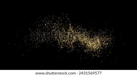 Magical shiny magical gold comets. Festive streaks of gold dust. Abstract light lines of small glowing dust particles. Powder sprinkles png. Decorative element for cards, invitations, backgrounds.