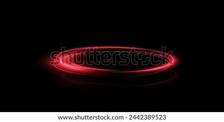 Light red Twirl. Curve light effect of red line. Luminous red circle. Light green pedistal, podium, platform, table. Vector PNG.	
