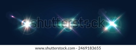 Flash, realistic highlights, glowing effects, camera light, sunlight reflection, stars, isolated highlights, sparkling highlights. Isolated on transparent background, png. Celestial, space elements.