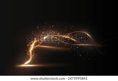 Gold curved light line, rope, tape. Smooth festive gold line png with light effects. Element for your design, advertising, postcards, invitations, screensavers, websites, games.	
