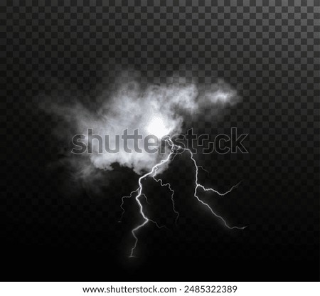 Light white isolated vector lightning png. Realistic natural glow white lightning effectThunderstorm. Strength Energy charge Thunder. Blitz Lightning Thunder Light Sparks Storm Flash