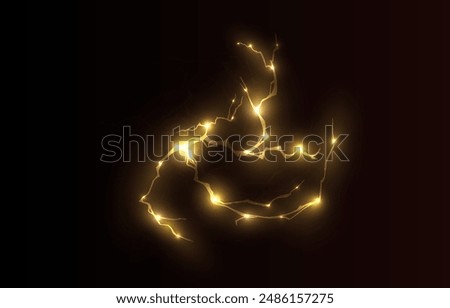 Light yellow isolated vector lightning png. Realistic natural neon lightning effect Thunder storm. Strength Energy charge Thunder. Blitz Lightning Thunder Light Sparks Storm Flash	
