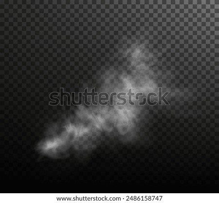 White smoke circle square puff isolated on transparent black background. PNG. Steam explosion special effect. Effective texture of steam, fog, smoke png. Vector.	
